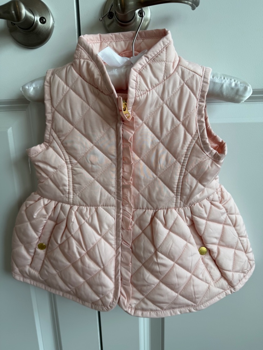 Janie and Jack Light Pink Quilted Peplum Vest